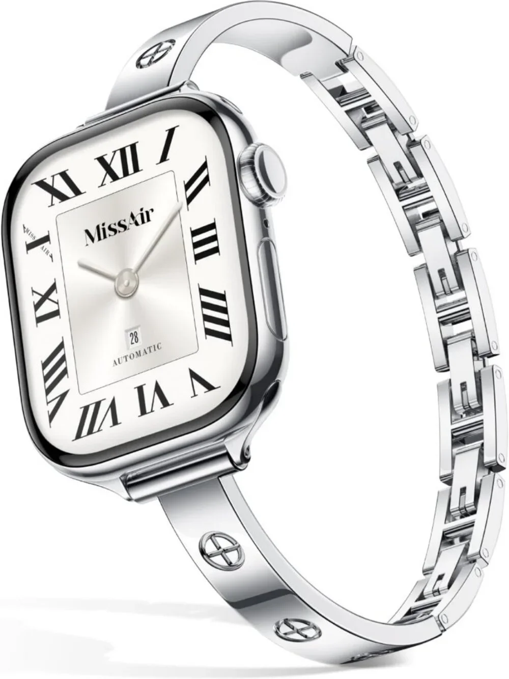 Stylish Slim Metal Bands for Apple Watch 38mm-49mm, Dressy Stainless Steel Strap